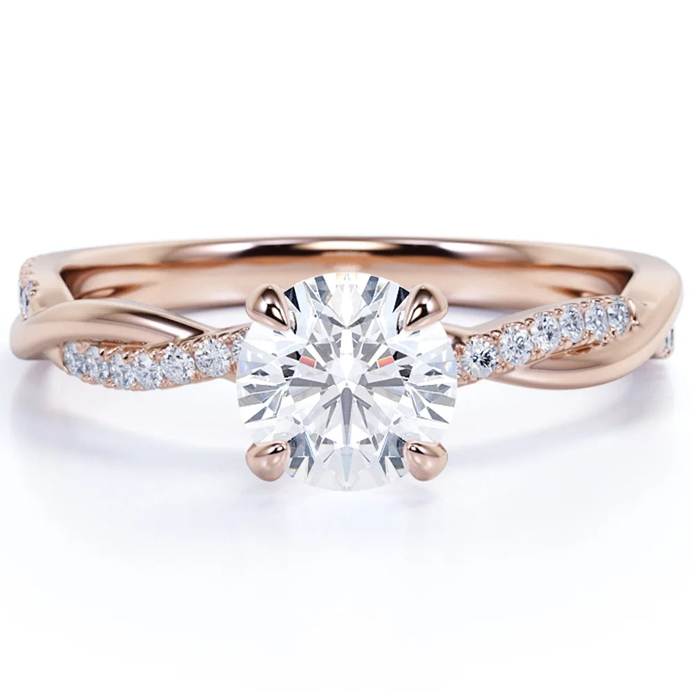 1 Carat Round Cut Moissanite Engagement Ring C851455