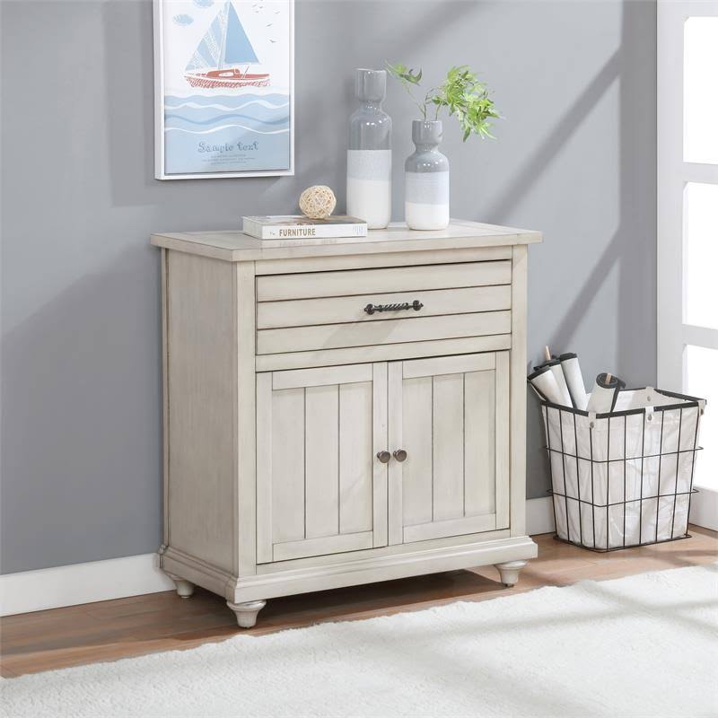 Antique White 1-Drawer Wood Hallway Cabinet Q681606