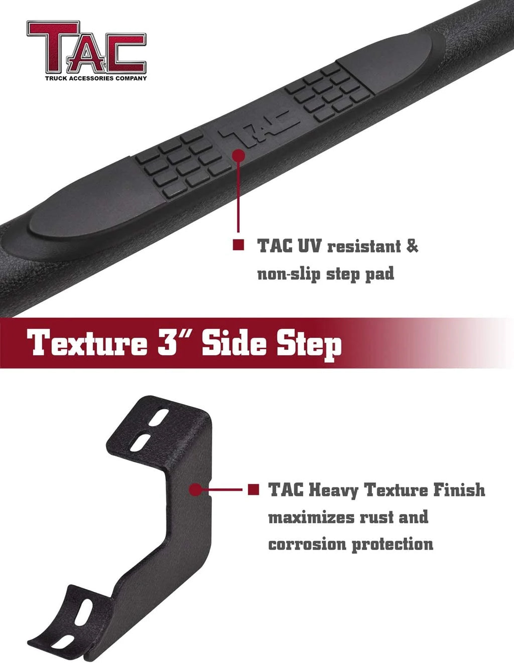 Texture Black Running Boards for Pickup Truck 2pcs X200