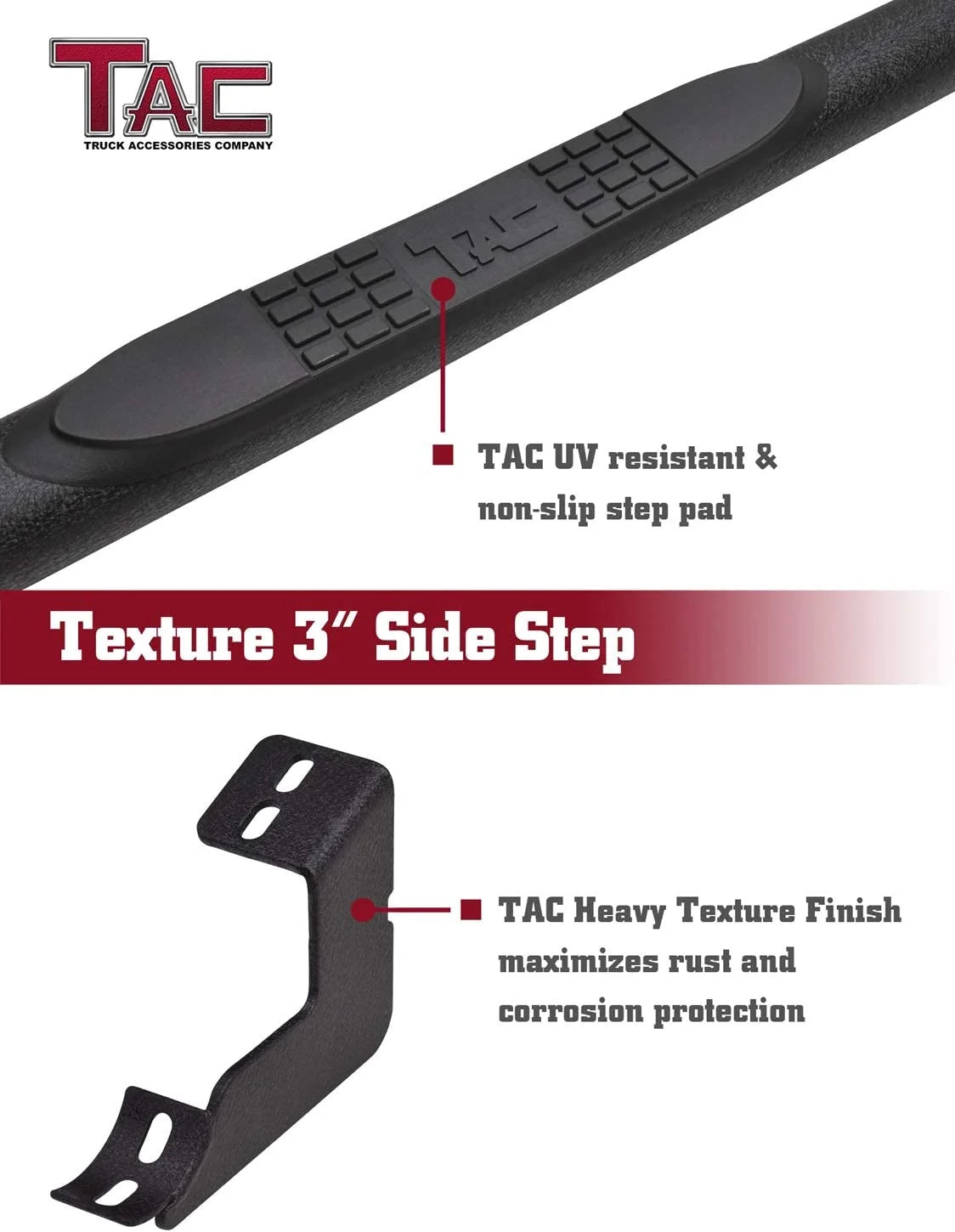 Texture Black Running Boards for Pickup Truck 2pcs X200