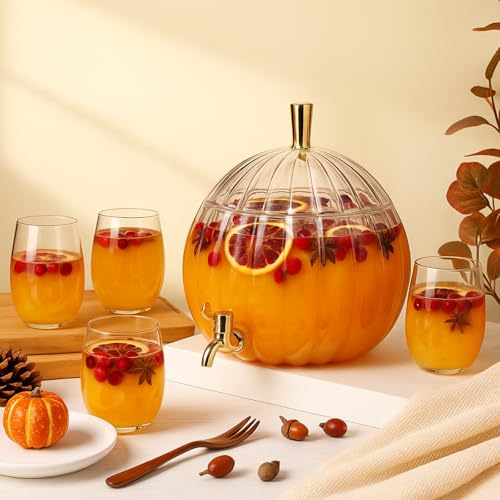 1.3 Gallon Pumpkin Drink Dispenser with 4 Cups R4393
