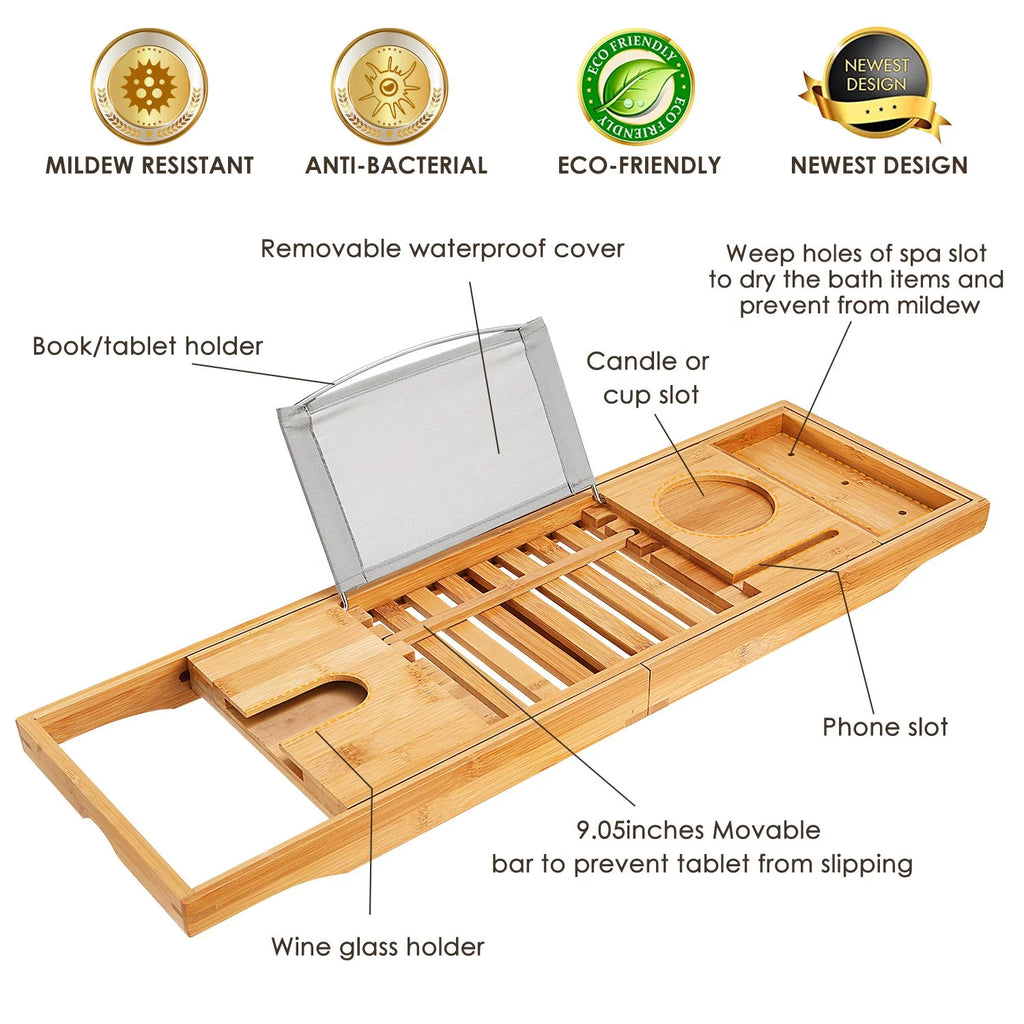 Bamboo Expandable Bathtub Caddy Tray Z33044