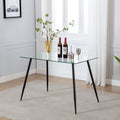Tempered Glass Dining Table with Black Metal Legs O6770