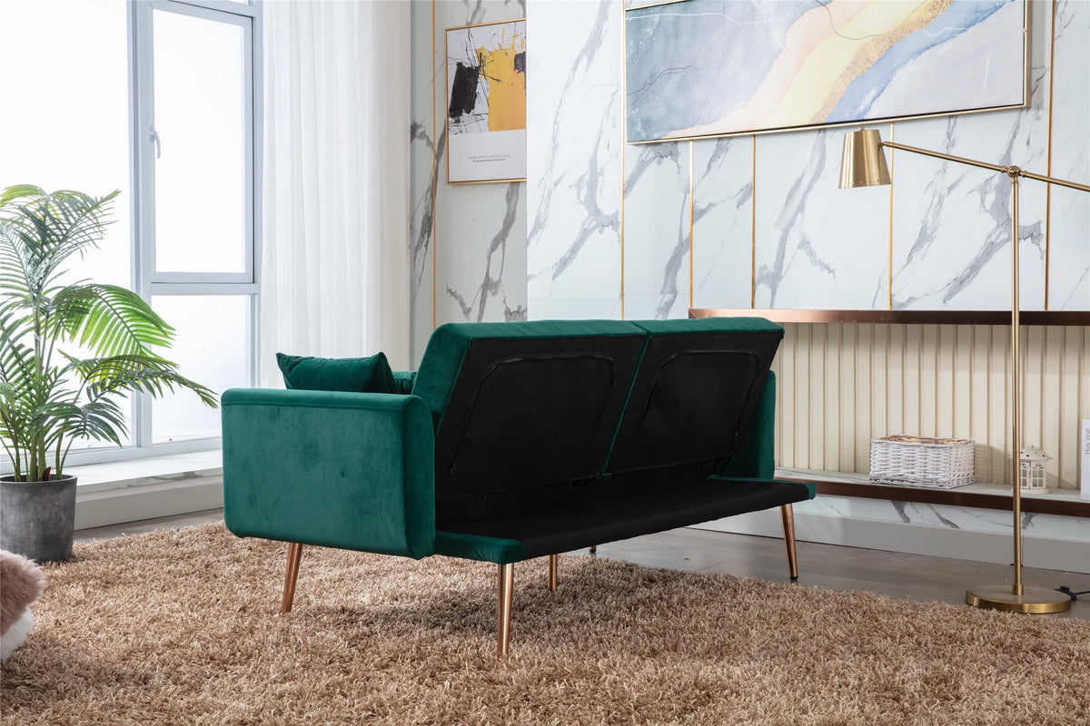 65" Velvet Tufted Convertible Futon Sofa Bed N6886