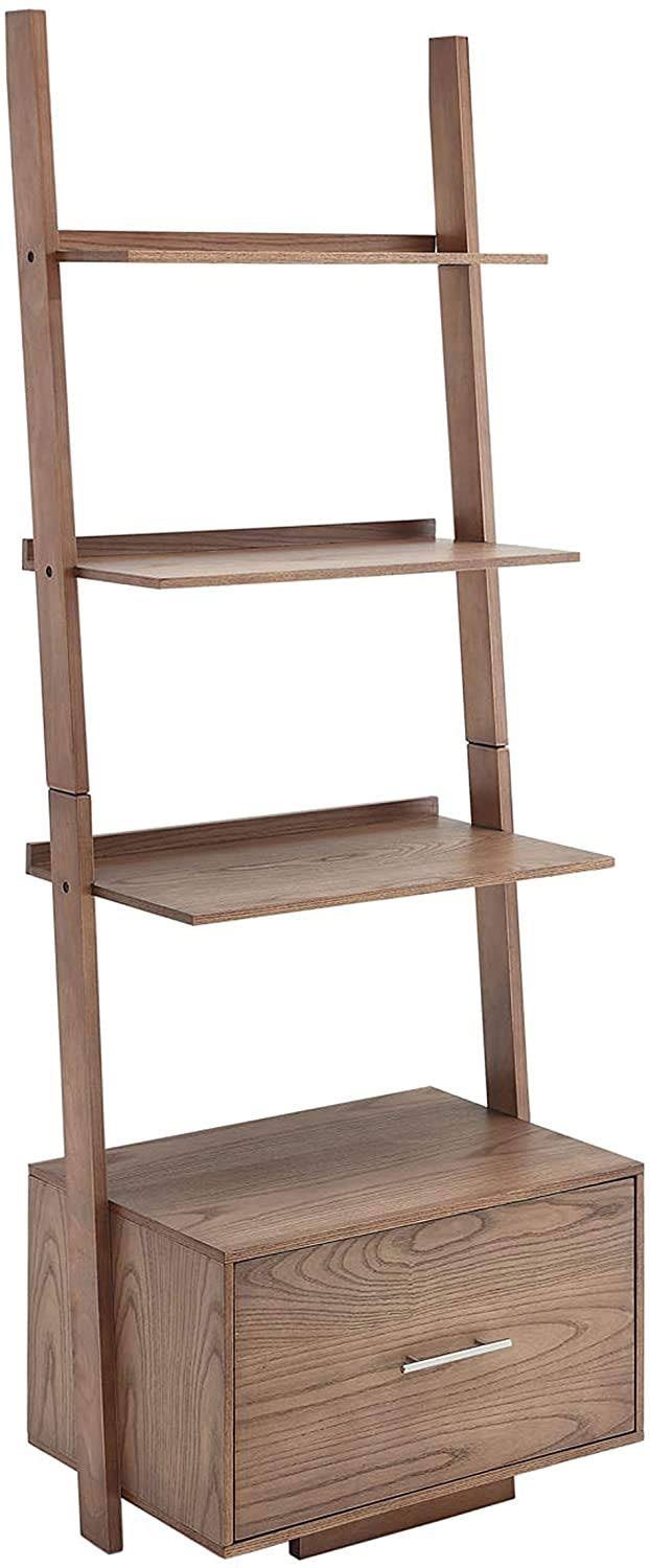 Ladder Bookcase with File Drawer, Driftwood Y750859