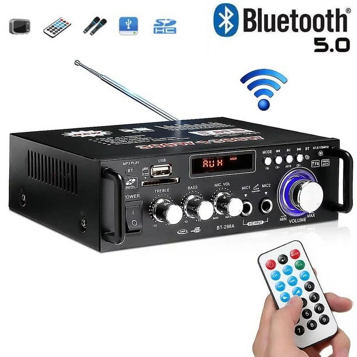 600W 4-16Ohm Bluetooth Stereo Amplifier with Remote R132