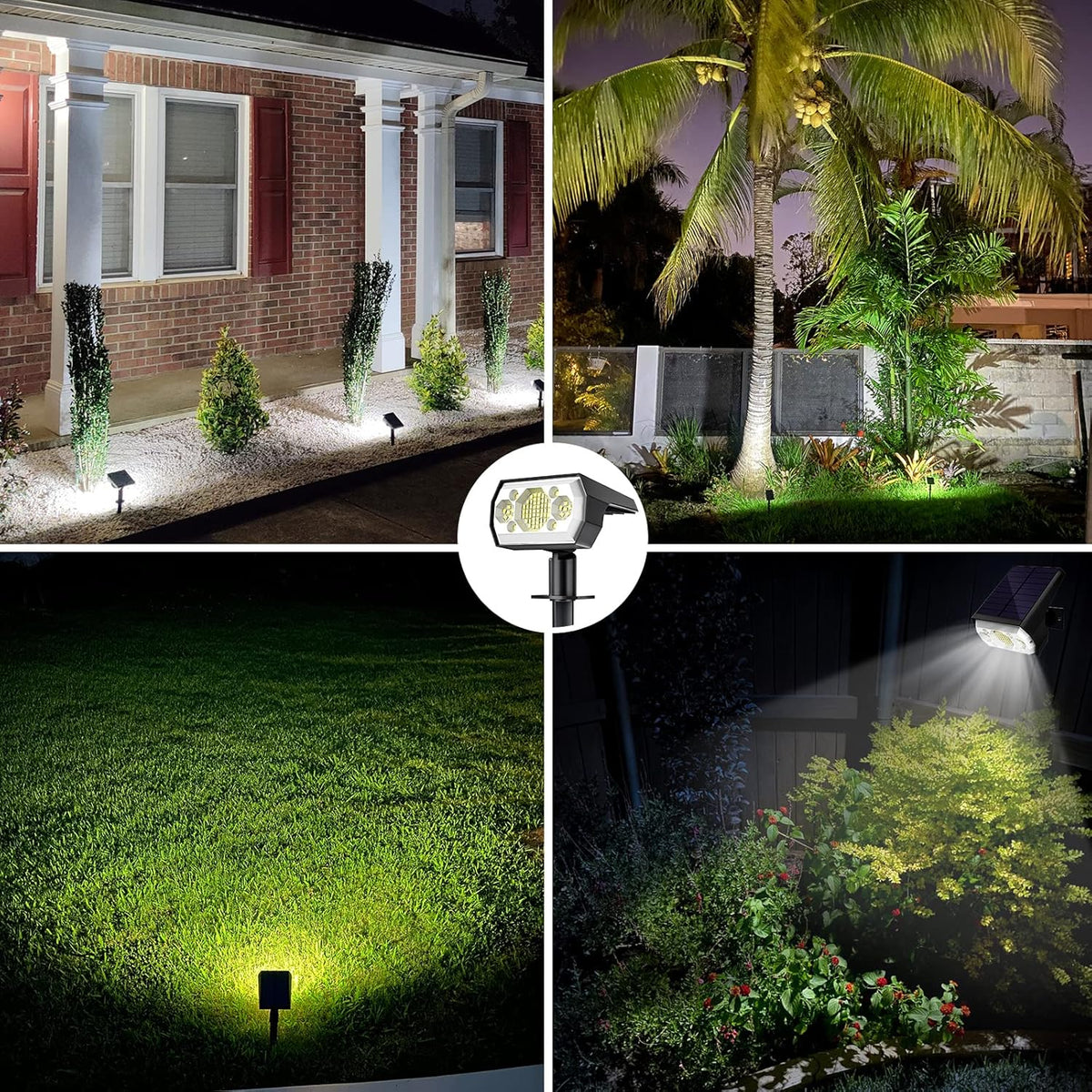 6 Pack Cold White 62 LED Solar Landscape Spotlights O3237