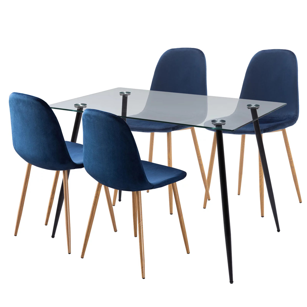 Tempered Glass Dining Table with Black Metal Legs O6770