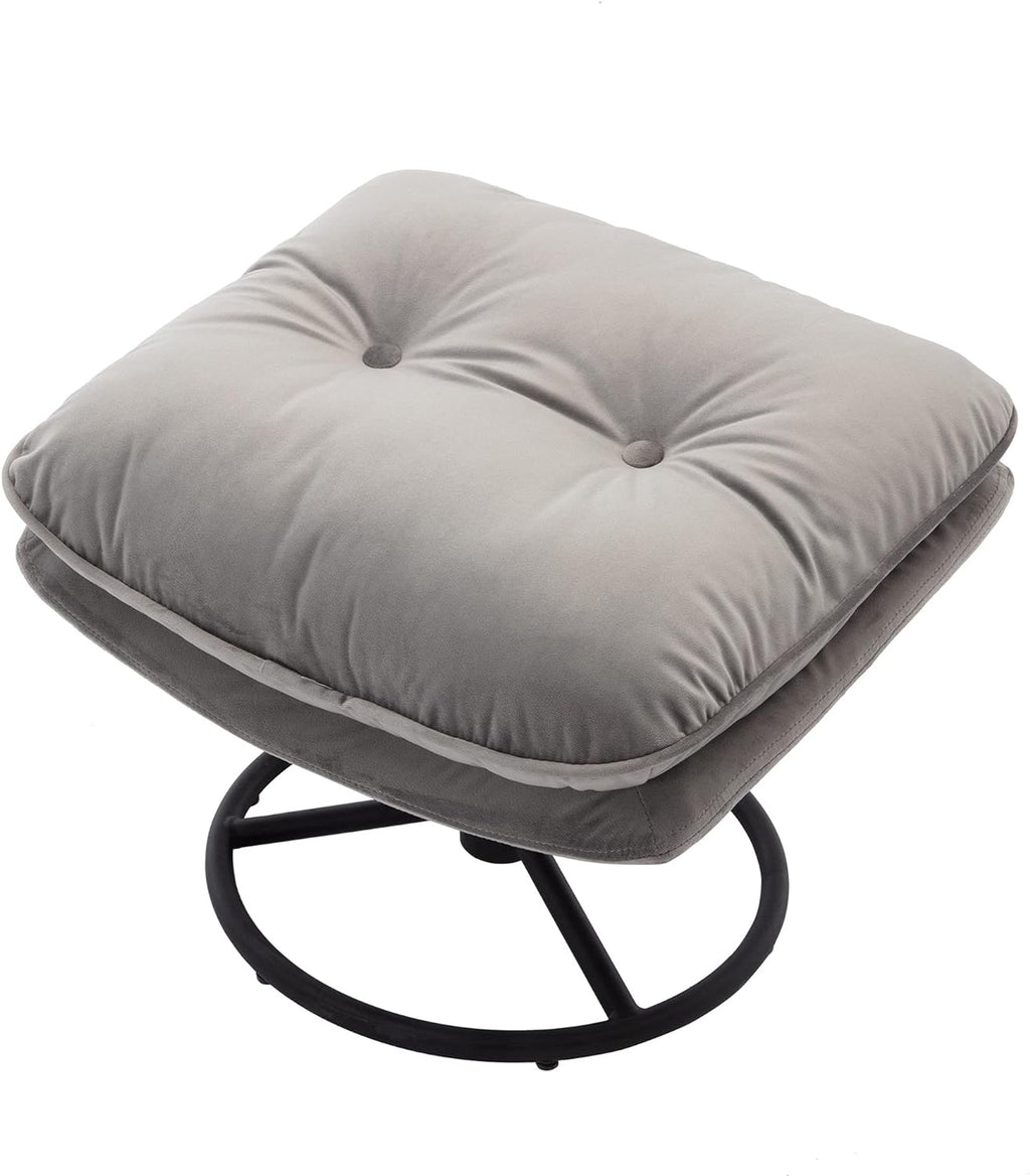 Grey Velvet Swivel Accent Chair with Ottoman and Metal Frame L55712
