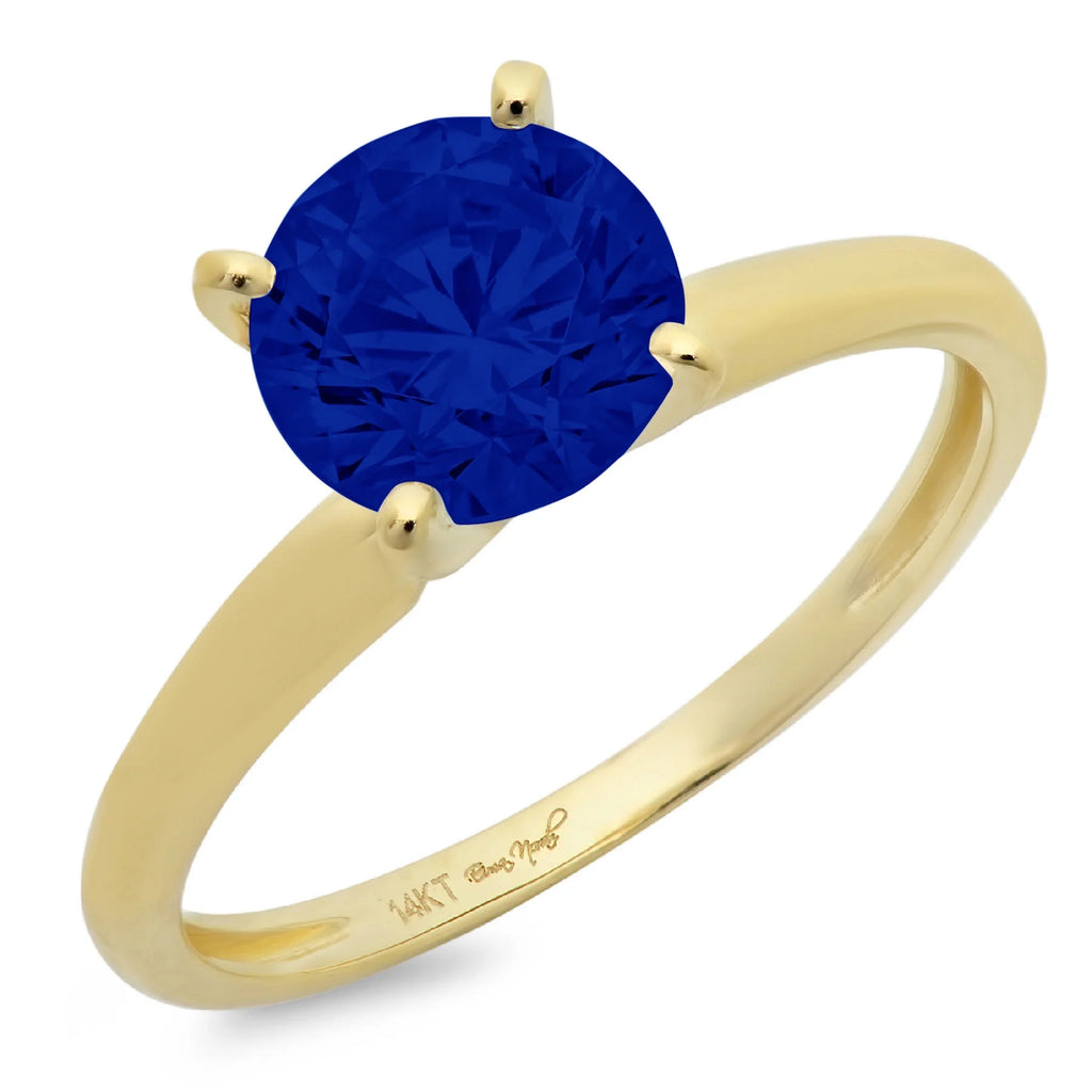 1ct Round Cut Simulated Blue Sapphire 18k Yellow Gold Engagement Ring Size 9.5 D453104