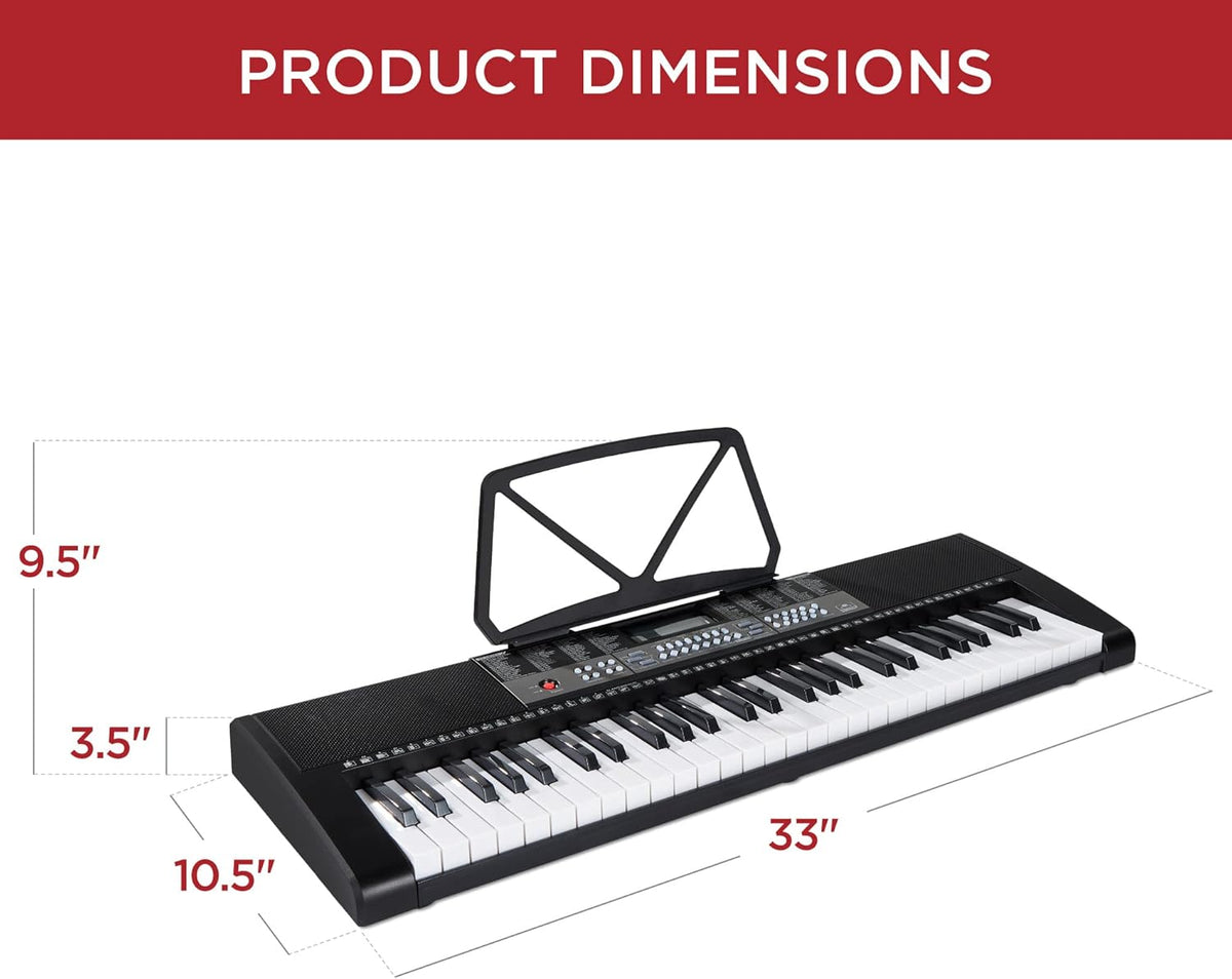 54-Key Electronic Keyboard Piano with LCD Screen, Power Adapter, Teaching Modes, Music Sheet Stand, Built in Speakers M275